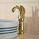 GobekUsa Golden Swan Dual Handle Bathroom Faucet, Luxury Gold Finish Basin Tap