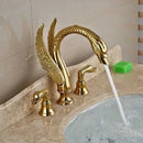 GobekUsa Golden Swan Dual Handle Bathroom Faucet, Luxury Gold Finish Basin Tap