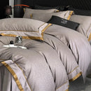 GobekUsa Egyptian Cotton Leopard Jacquard Luxury Bedding Set with Satin Finish