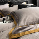 GobekUsa Egyptian Cotton Leopard Jacquard Luxury Bedding Set with Satin Finish