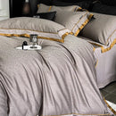 GobekUsa Egyptian Cotton Leopard Jacquard Luxury Bedding Set with Satin Finish