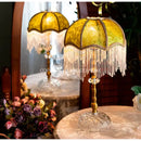 GobekUsa Green Velvet Tasseling Lampshade for Luxury Nightstand Lamp