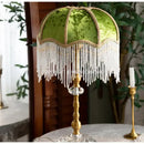 GobekUsa Green Velvet Tasseling Lampshade for Luxury Nightstand Lamp