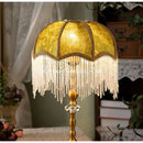 GobekUsa Green Velvet Tasseling Lampshade for Luxury Nightstand Lamp