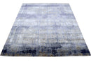 Hand Knotted Blue Bamboo Silk Area Rug Modern Abstract 8x10 inches Home Decor