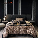GobekUsa Leopard Print Lyocell Cotton Bedding Set, Luxury Duvet Cover, Sheet & Pillowcases