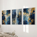Elegant Navy and Gold Art Set of 3. Contemporary Abstract Prints by Wall Art Set