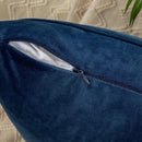 Luxury navy blue velvet stripe pillow covers living room cushion cases by Decorbites