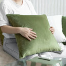 Luxury olive green velvet pillow case living room decor by Decorbites