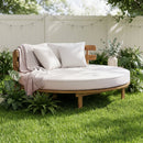 Alora Luxury Outdoor Acacia Wood Round Daybed With Cushions And Pillows (SAK40613) by SAKSBY WHOLESALE