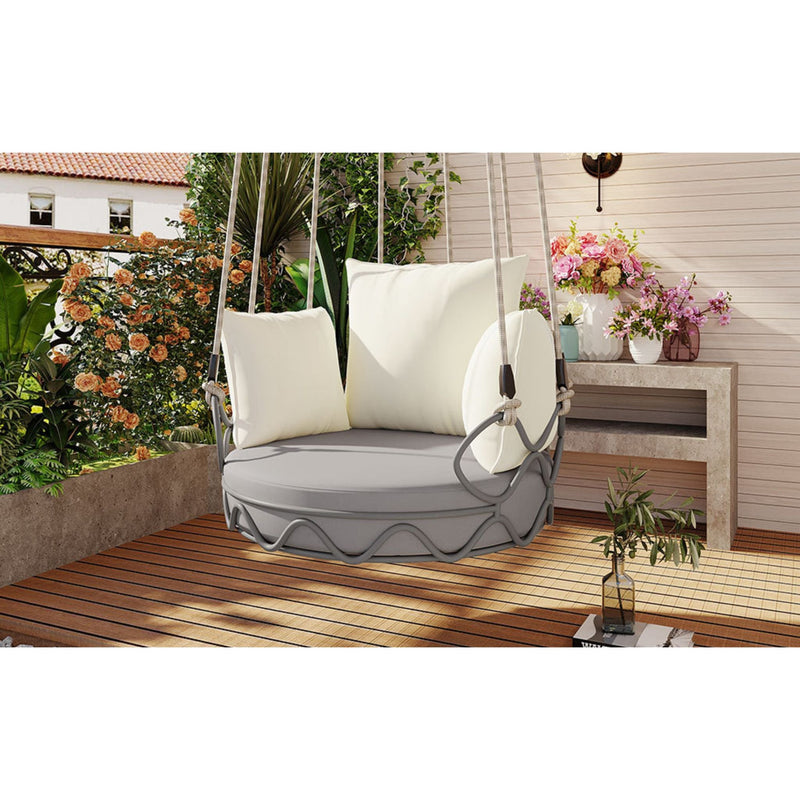 Alora Luxury Outdoor Hanging Basket Porch Swing Chair With UV Resistant Cushions (SAK95678)