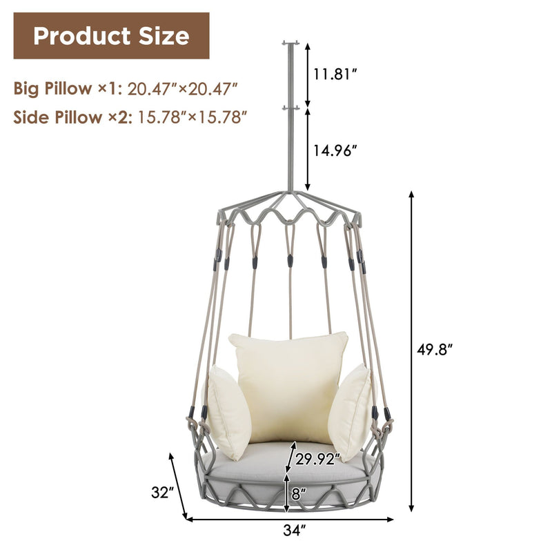 Alora Luxury Outdoor Hanging Basket Porch Swing Chair With UV Resistant Cushions (SAK95678)