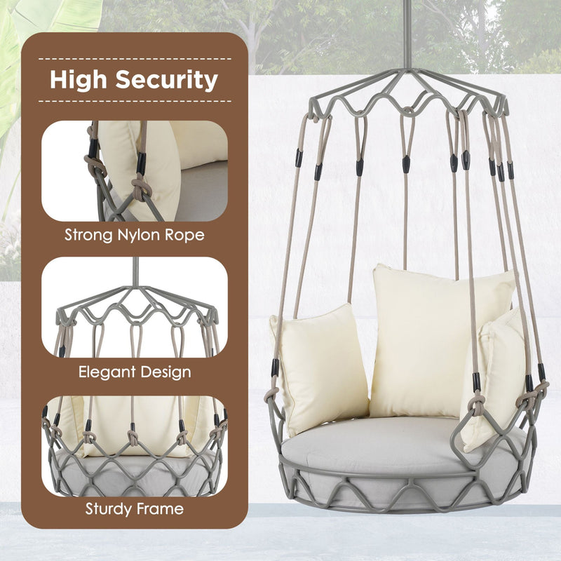 Alora Luxury Outdoor Hanging Basket Porch Swing Chair With UV Resistant Cushions (SAK95678)