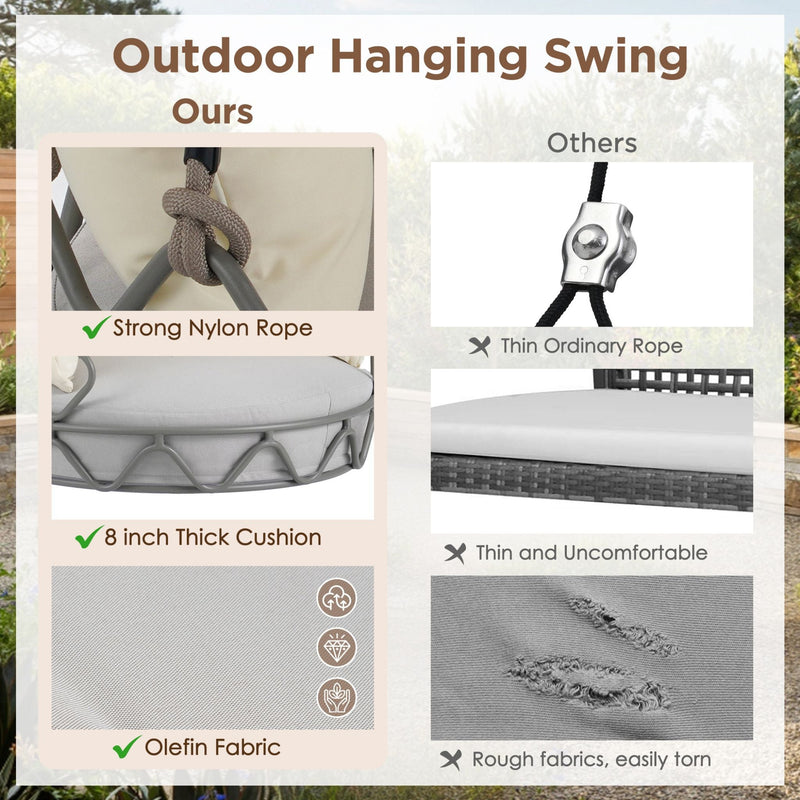 Alora Luxury Outdoor Hanging Basket Porch Swing Chair With UV Resistant Cushions (SAK95678)