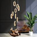 GobekUsa Crystal Rings Chandelier: Staircase Luxury LED Lighting Fixture