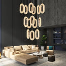 GobekUsa Crystal Rings Chandelier: Staircase Luxury LED Lighting Fixture