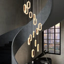 GobekUsa Crystal Rings Chandelier: Staircase Luxury LED Lighting Fixture