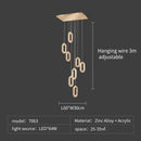GobekUsa Crystal Rings Chandelier: Staircase Luxury LED Lighting Fixture