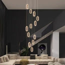 GobekUsa Crystal Rings Chandelier: Staircase Luxury LED Lighting Fixture