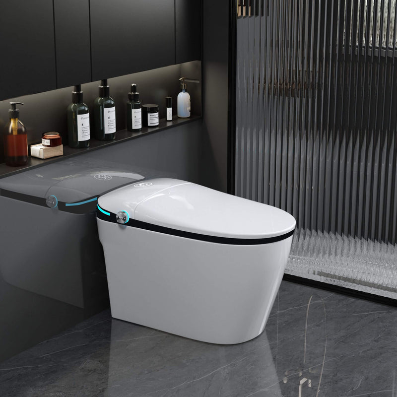 Luxury Smart Toilet With Built-In Auto Open And Close Bidet Seat, Foot Sensor, LED Display And Night Light (SAK31256)