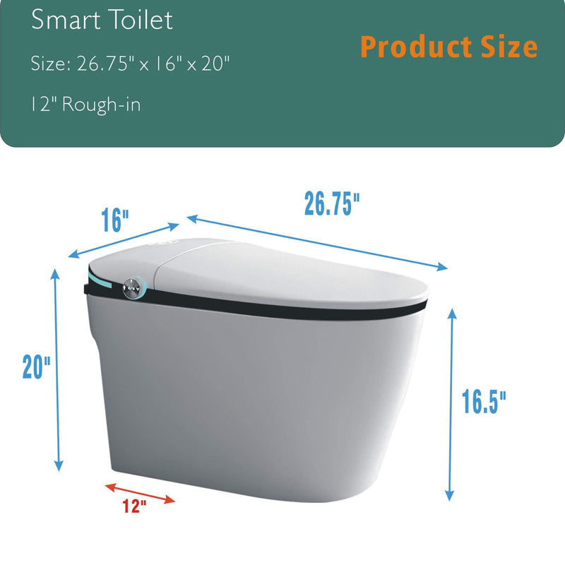 Luxury Smart Toilet With Built-In Auto Open And Close Bidet Seat, Foot Sensor, LED Display And Night Light (SAK31256)