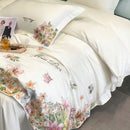 GobekUsa Egyptian Cotton Flowers Embroidery Luxury Bedding Set - Queen King Size