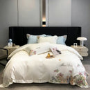 GobekUsa Egyptian Cotton Flowers Embroidery Luxury Bedding Set - Queen King Size