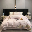 GobekUsa Egyptian Cotton Flowers Embroidery Luxury Bedding Set - Queen King Size