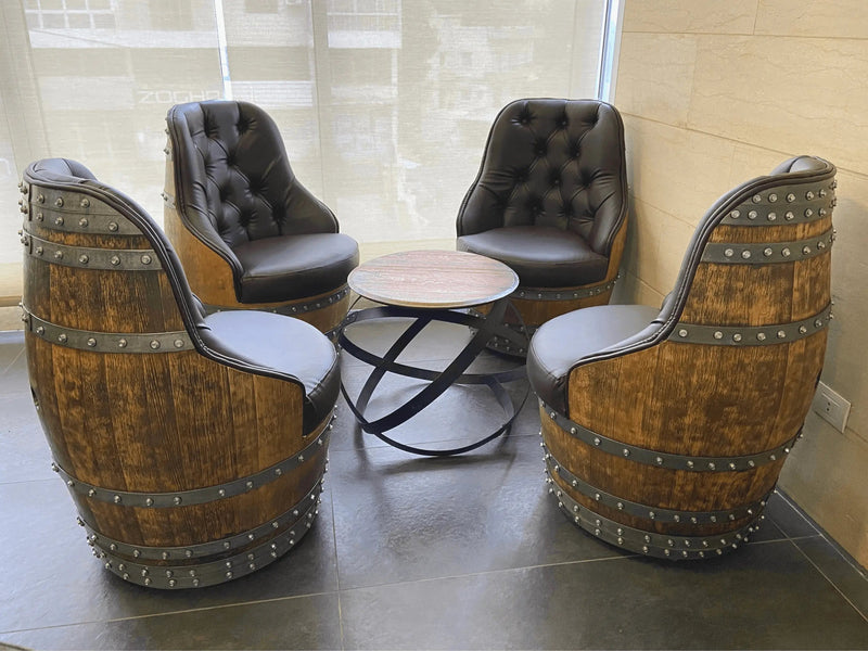 Luxury Captain Chair Brown, Handmade Wine and Whiskey Barrel Chair, Hidden Storage, Memory Foam Upholstery, Movable On Casters (April Preorder)