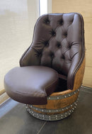 Luxury Whiskey & Wine Barrel Captain Chair Corner Set — Two Chairs & Corner Table (October Pre-Order)