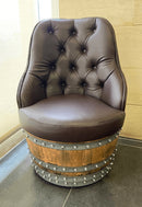 Luxury Whiskey & Wine Barrel Captain Chair Corner Set — Two Chairs & Corner Table (October Pre-Order)