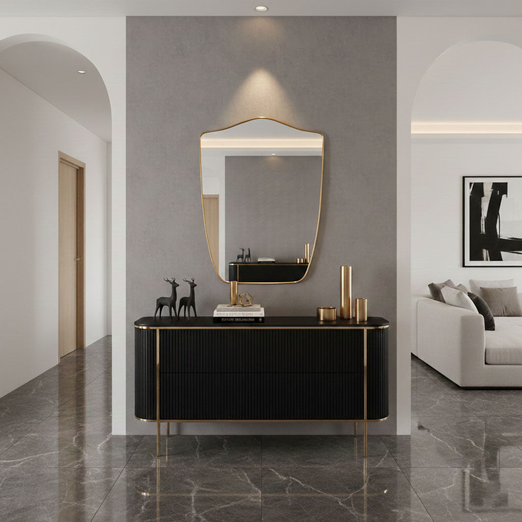 Shield Wall Mirror - Gio Ponti Style Brass Mirror, photo 5 of 13