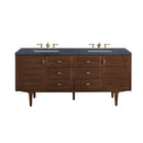 James Martin Amberly 72" Dual Mount Double Bathroom Vanity, Mid-Century Walnut