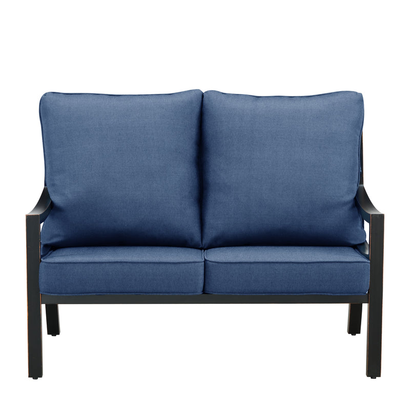 Black Aluminum Deep Seating Loveseat with Cushions