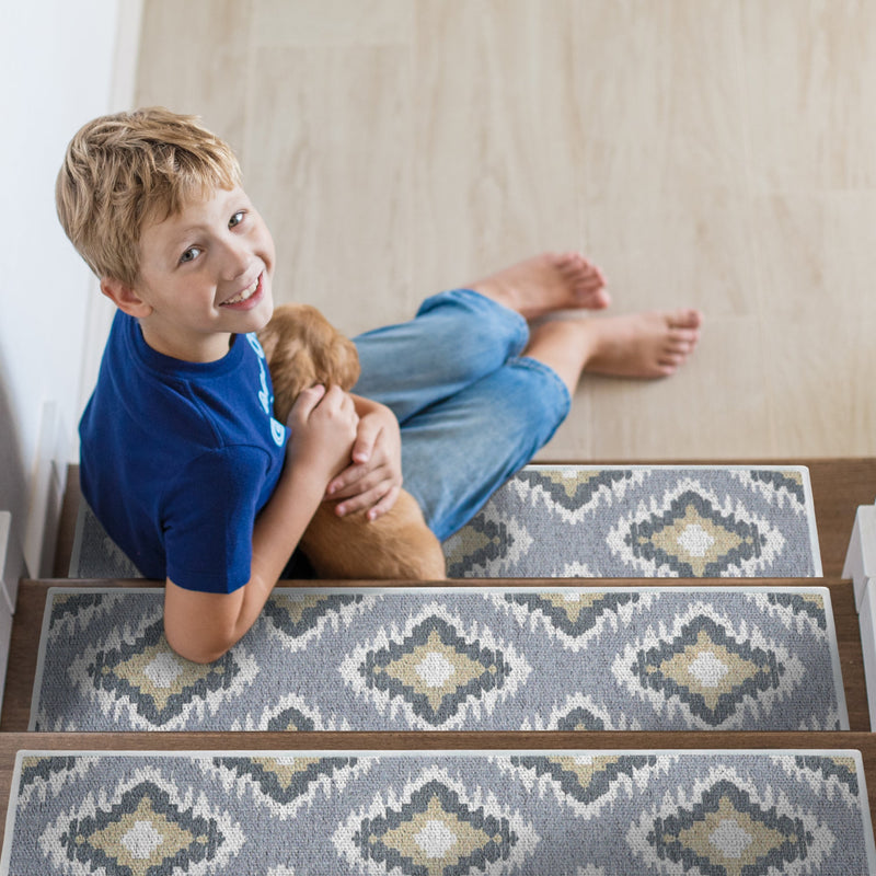 New Age Tetra Multi Color Design 9" X 28" Stair Treads