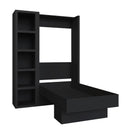 Easy-Lift Twin Murphy Wall Bed in Black with Bookshelf