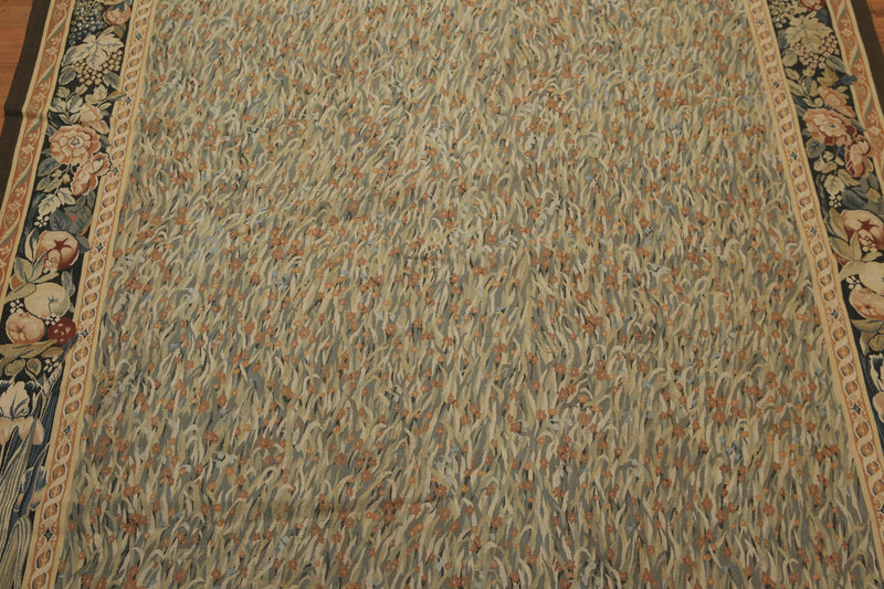 5'7" x 8' Hand woven Wool 300KPSI S. Fine French Needlepoint Tapestry Rug Green