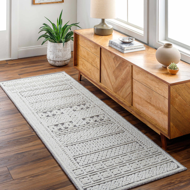 Bahar Cream & Gray Washable Area Rug