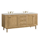 James Martin Laurent 72" Dual Mount Double Bathroom Vanity, Light Natural Oak