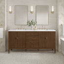James Martin Myrrin 72" Double Bathroom Vanity, Mid-Century Walnut