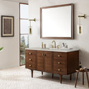 James Martin Amberly 60" Dual Mount Single Bathroom Vanity, Mid-Century Walnut