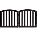 24 Inch 2 Panel Configurable Folding Free Standing Wooden Pet Safety Fence with Arched Top-Brown