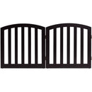 24 Inch 2 Panel Configurable Folding Free Standing Wooden Pet Safety Fence with Arched Top-Brown by LJGDeals