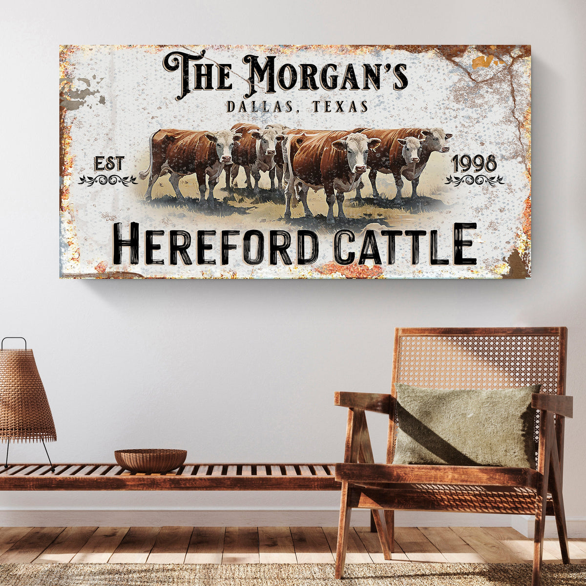 Personalized Hereford Cattle Sign II, photo 2 of 8