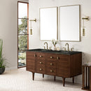 James Martin Amberly 60" Dual Mount Double Bathroom Vanity, Mid-Century Walnut