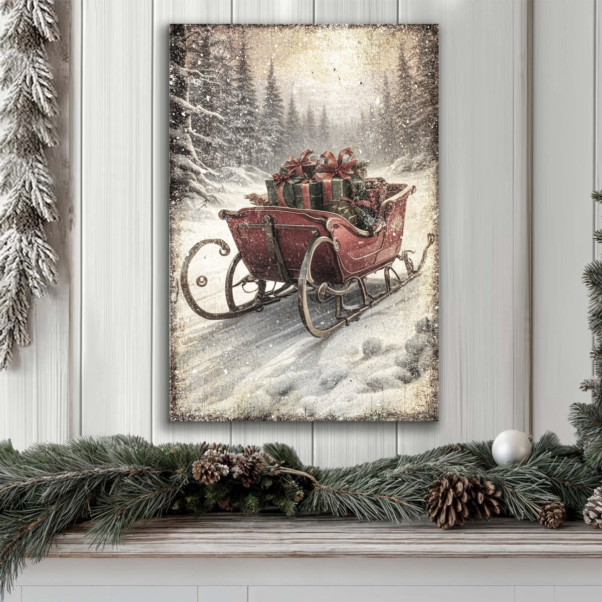 Vintage Christmas Sleigh Sled Wall Art IV, photo 3 of 8