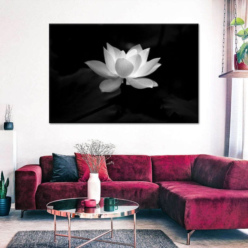 Lotus Flower Monochrome Wall Art