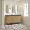 James Martin Laurent 60" Dual Mount Double Bathroom Vanity, Light Natural Oak