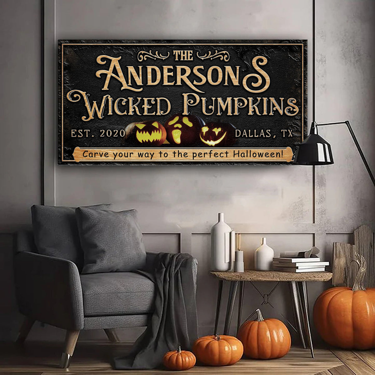 Personalized Wicked Pumpkins Halloween Sign, photo 3 of 8