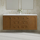 James Martin Laurent 60" Dual Mount Double Bathroom Vanity, Honey Oak